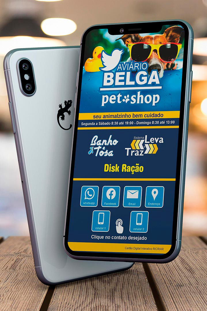 cartao de visita digital aviario belga pet shop fazenda rio grande